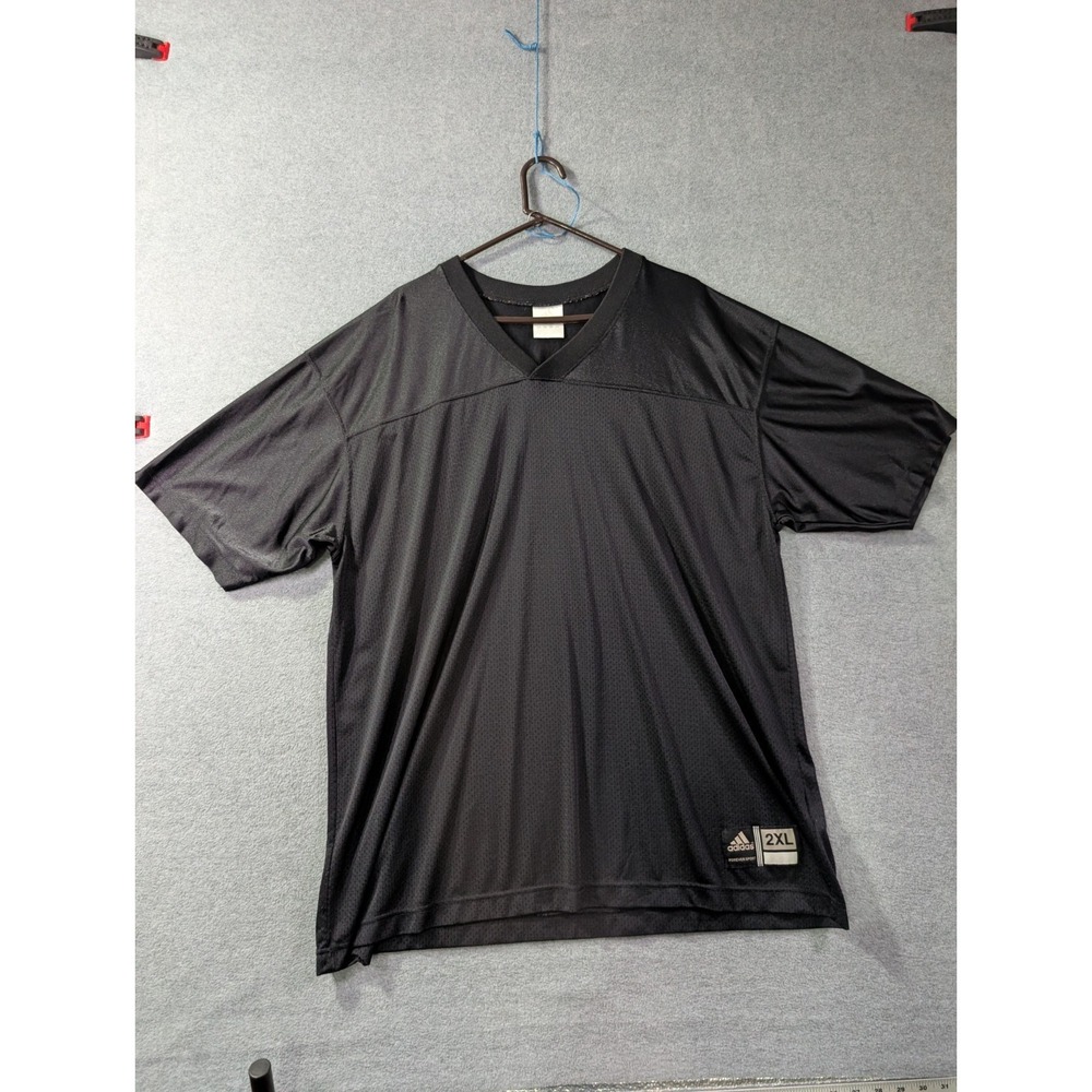 VTG Adidas Blank Football Jersey Men's 2XL Black Mesh Practice Shirt 90s Y2K
